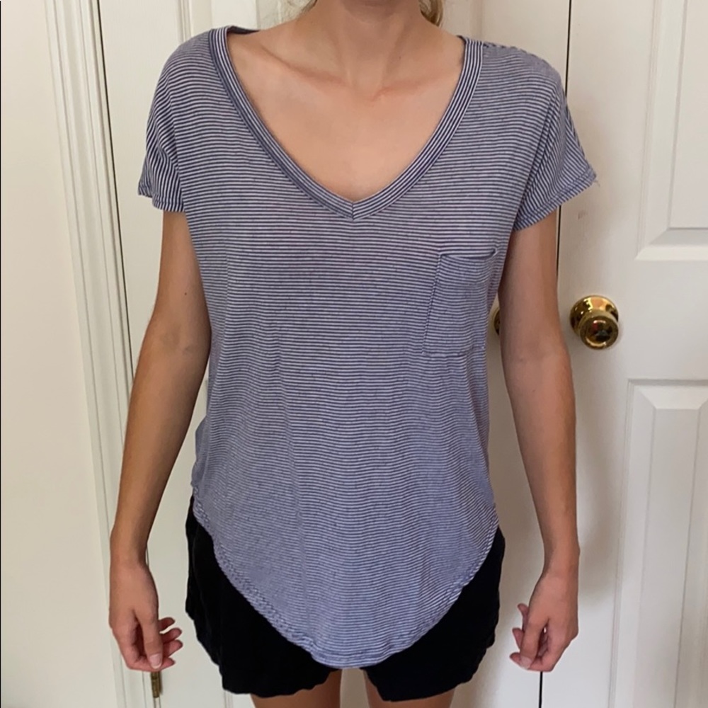 Navy and white striped tee